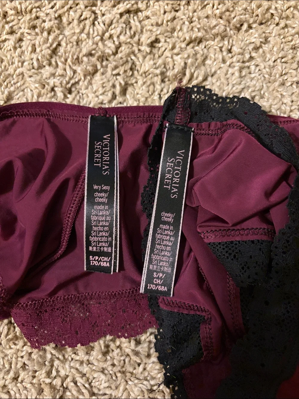 Victoria’s Secret Burgundy Lace Bra & Panty Set